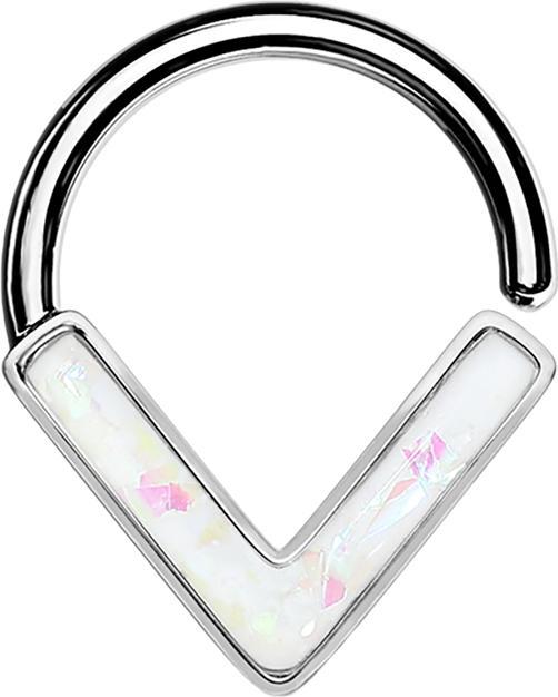 Produktbild Star Piercing Micro Piercing Ring silber Winkel mit Opal weiss (Chirurgenstahl 316L, ohne Messing)
