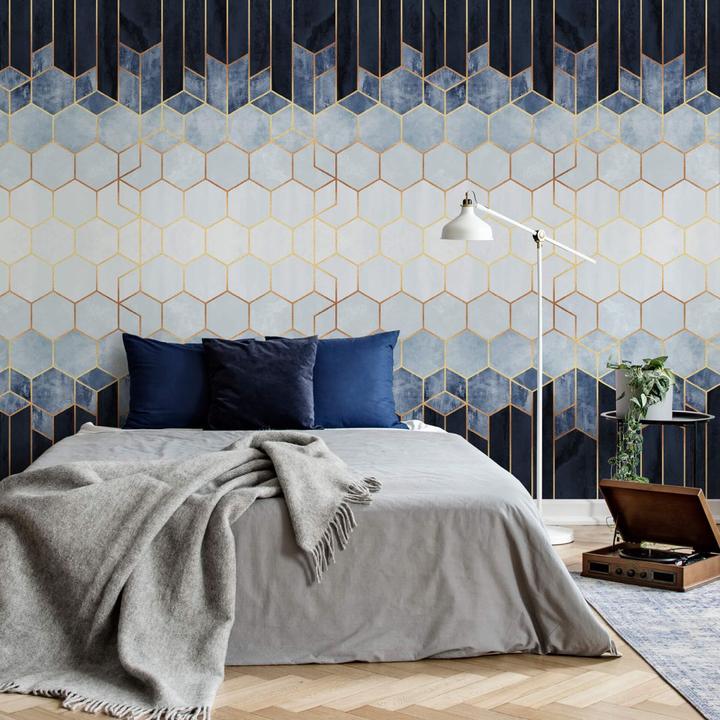 Immagine prodotto Trenddeko Esagoni: blu e bianco (192 x 260 cm)