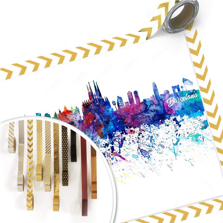 Produktbild Trenddeko Barcelona Aquarell Skyline (120 x 100 cm)
