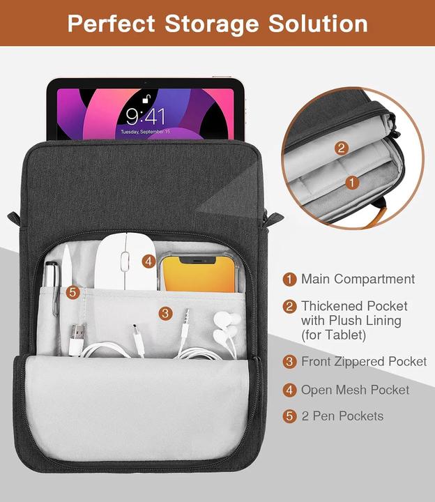 Immagine prodotto Only-Bags.Store Borsa tablet a tracolla per iPad, Galaxy Tab, borsa per laptop Birefcase, 13,3 pollici (13.30")
