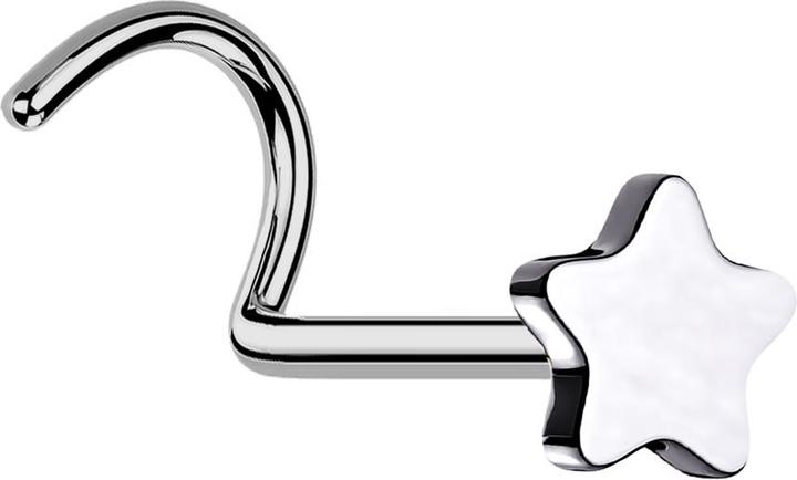 Produktbild Star Piercing Threadless Nasenstecker gebogen silber Stern silber (ohne Messing, Titan G23)