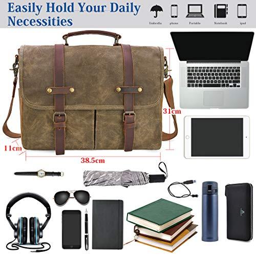 Produktbild Only-Bags.Store Herren Umhängetaschen Aktentasche Laptoptasche Wasserdichtes Segeltuch Grosse Arbeitstasche