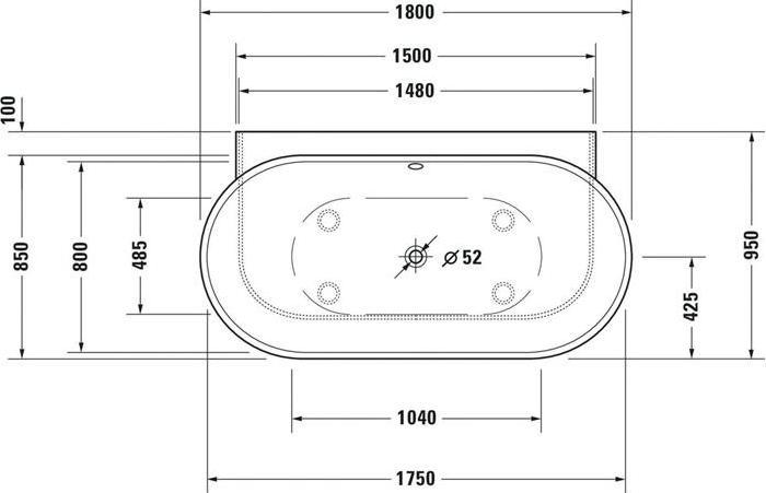 Image du produit Duravit Baignoire LUV 1800x950mm paroi avant 2 RS blanc (252 l, 180 cm, 95 cm)