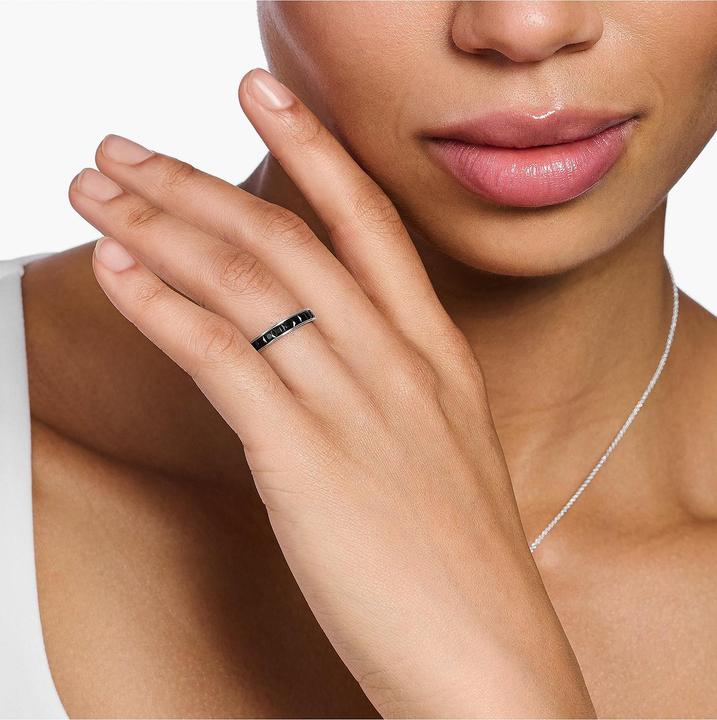 Image du produit Thomas Sabo Bague pavé de pierres noires argent (56, Argent 925)