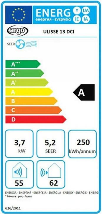 Energie-Label Argo Ulisse 13 DCI Eco WiFi (40 m², 13500 BTU/h)