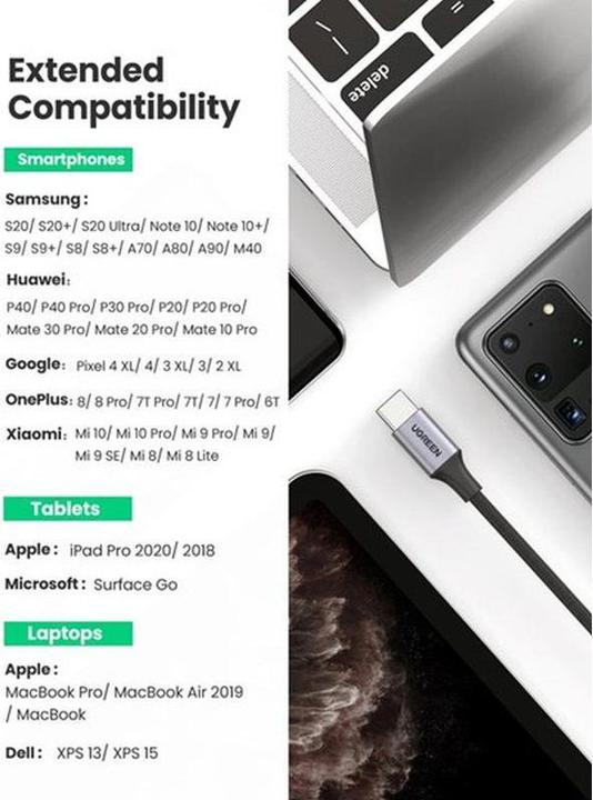 Image du produit Ugreen Adaptateur USB-C vers 3.5mm femelle avec support IPAD Pro et Samsung Note 10 (USB Type C, Jack 3.5mm)