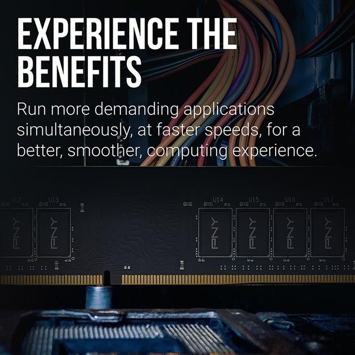 Produktbild PNY MD16GSD43200-TB, 16 GB, 1 x 16 GB, DDR4, 3200 MHz, 288-pin DIMM (1 x 16GB, 3200 MHz, DDR4-RAM, DIMM)
