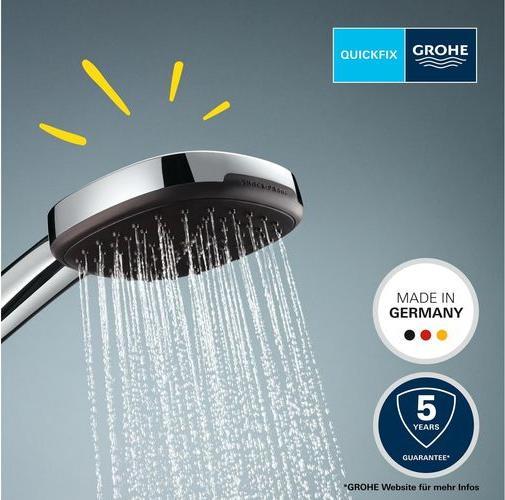 Actual product image Grohe Vitalio Comfort 110 QuickFix hand shower, intelligent spray diverter, water-saving, 2 spray types (2 Beam types, 7 l/min)