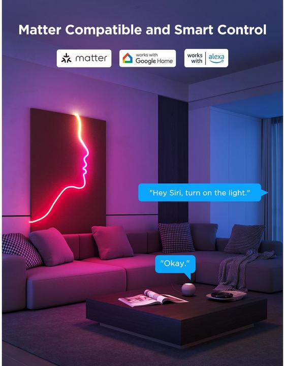 Actual product image Govee 5M Neon Preinstalled Strip Light in crisp white (Multicoloured, 500 cm, Indoor)