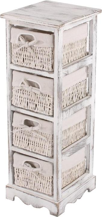 Image du produit JOHN316 Regal Kommode mit 4 Korbschubladen (74 x 25 x 28 cm)