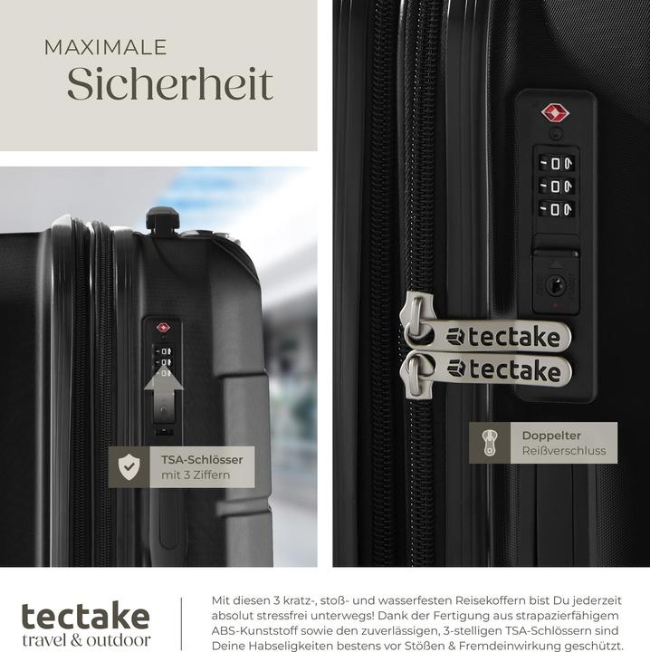 Actual product image tectake Hardshell Suitcase Set Brice - L, M & S sizes, made from ABS plastic, 360° swivel wheels, expandable (111 l, XL (from 140l))