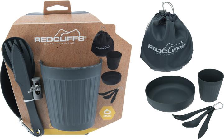 Produktbild Redcliffs Camping-Geschirr, 5-teilig mit Transportbeutel, schwarz