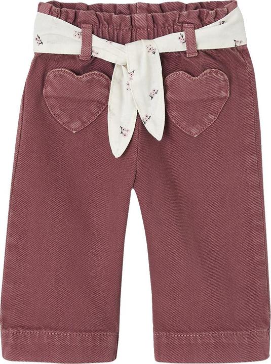 Actual product image Vertbaudet Wide girls' baby trousers with elasticated waistband and fabric belt (68)