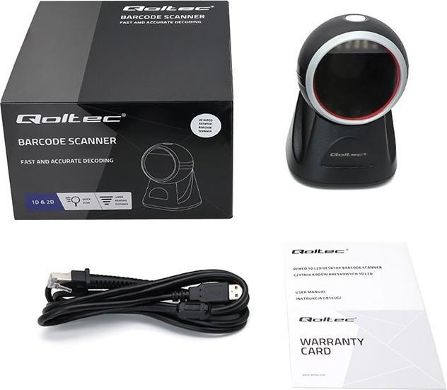 Image du produit Qoltec Lecteur de précision de bureau Lecteur de codes à barres 1D et QR | 2D
