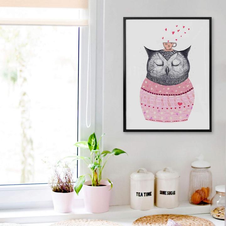 Actual product image Trenddeko Owl lover of coffee (80 x 100 cm)