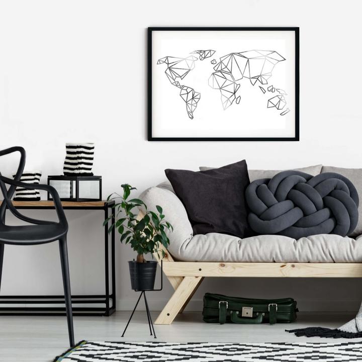 Produktbild Trenddeko Origami Weltkarte - Silber-Optik (120 x 100 cm)