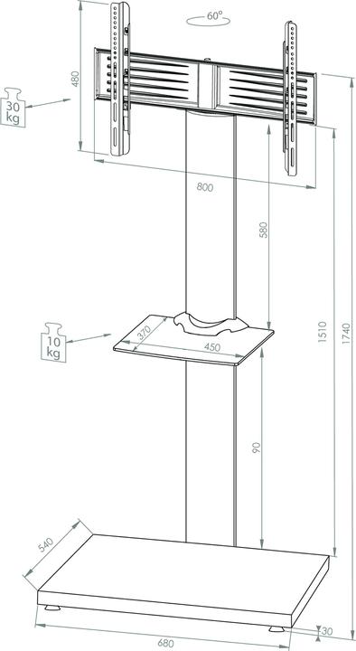 Actual product image VCM TV Stand Stand Alu Onu Maxi ZW White (174 x 68 x 60 cm)