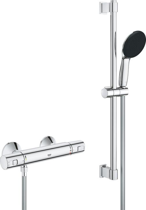 Grohe Precision Start QuickFix Thermostat-Duscharmatur und Vitalio Start 110 Brausestangenset, Länge 600mm