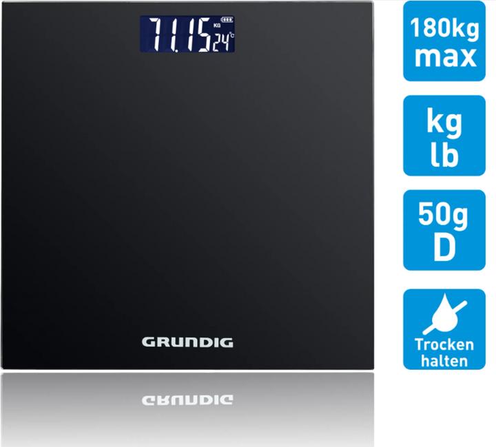 Image du produit Grundig Pèse-personne numérique 180 kg noir (180 kg)