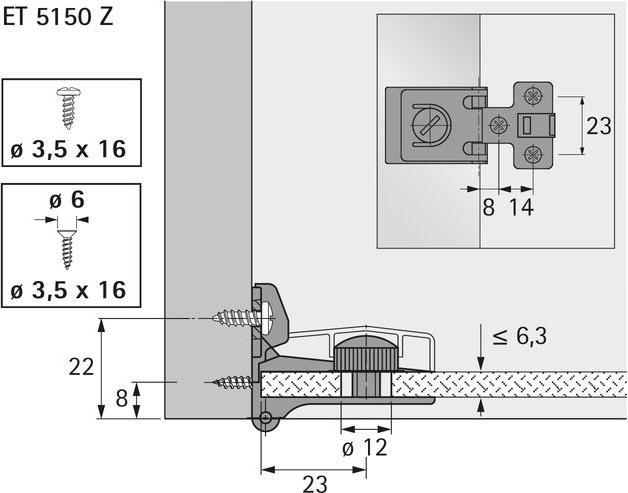 Actual product image Hettich Glass door hinges ET 5150 Z