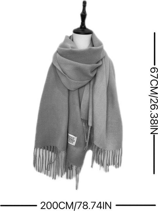 Only-Bags.Store Doppelseitiger Schal Zwei Farben Einfacher Basic Imitation Kaschmir Quaste Schal Herbst Winter