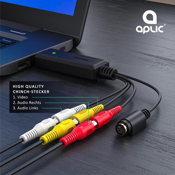 Image du produit Aplic Carte d'acquisition vidéo audio USB, convertisseur audio vidéo, adaptateur vidéo de postproduction (USB 2.0, signal TV analogique)