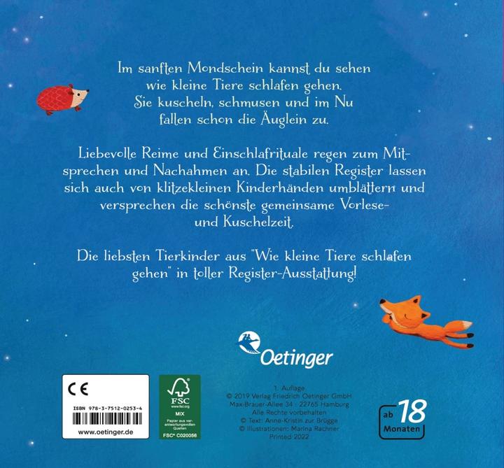 Actual product image Wie kleine Tierkinder schlafen gehen (German)