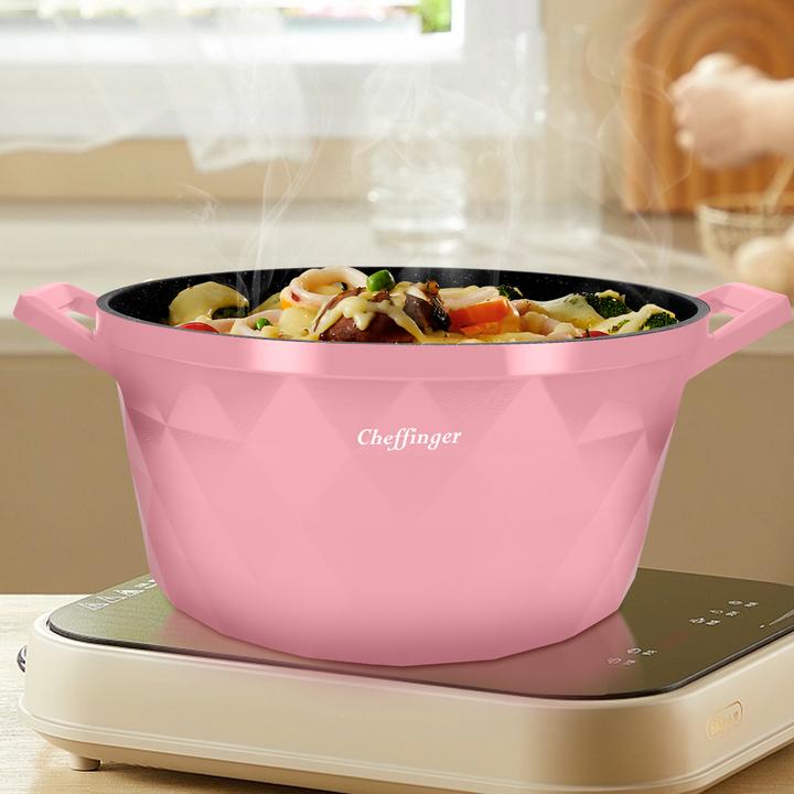 Produktbild Cheffinger 3 Kochtöpfe 20/24/28cm Diamantmuster (28 cm, Römertopf)