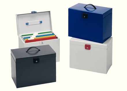 Produktbild Leitz Esselte Hängemappenbox Metal, farbig sortiert aus Metal, mit Tragegriff, inkl. 5 Registerfächer