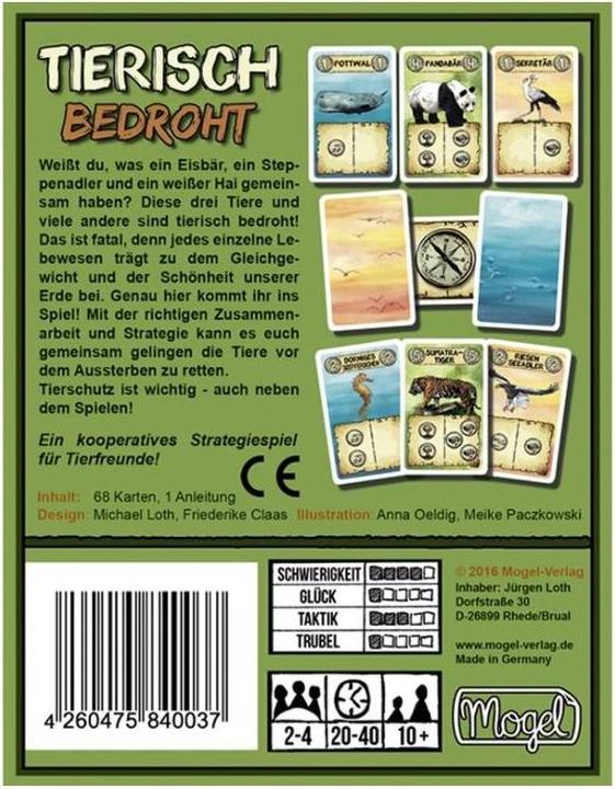 Produktbild MV003 - Tierisch bedroht, Kartenspiel, 2-4 Spieler, ab 10 Jahren (DE-Ausgabe) (Deutsch)