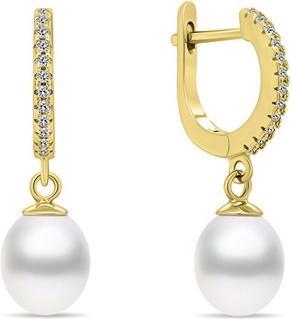 Actual product image Brilio Silver - Charming gold plated earrings with pearls EA650Y