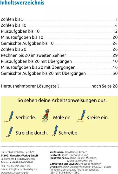 Actual product image Mein Übungsheft Rechnen - 1. Klasse, A5-Heft (German, Tina Harder, Masha Greune, 2021)