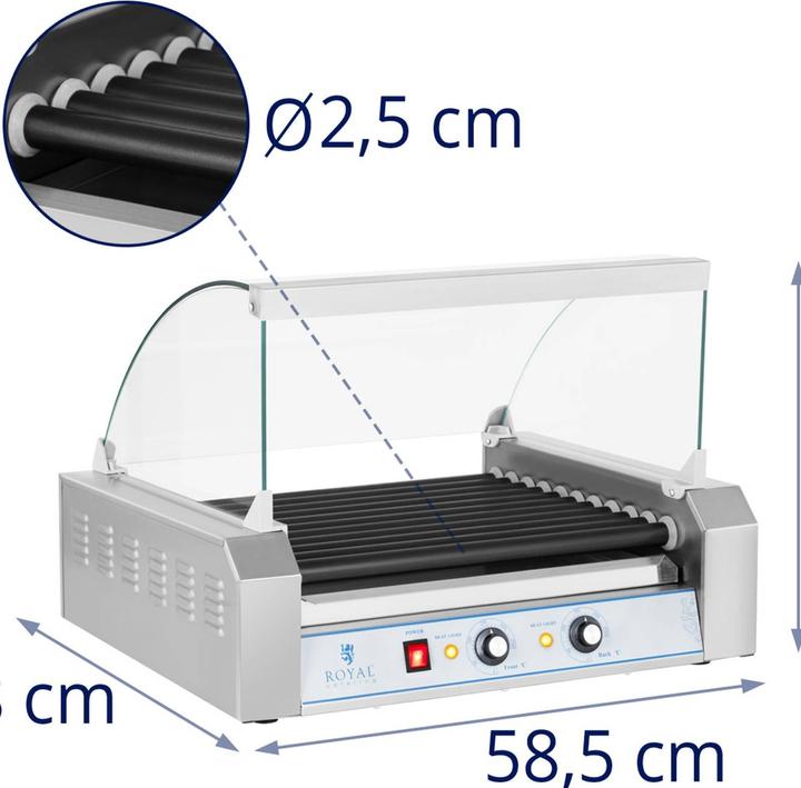 Actual product image Royal Catering Hot Dog Grill - 11 rollers - Teflon