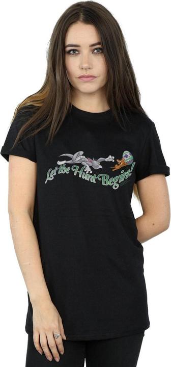 Actual product image Tom & Jerry Womens/Ladies Let The Hunt Begin Cotton Boyfriend T-Shirt (XL)