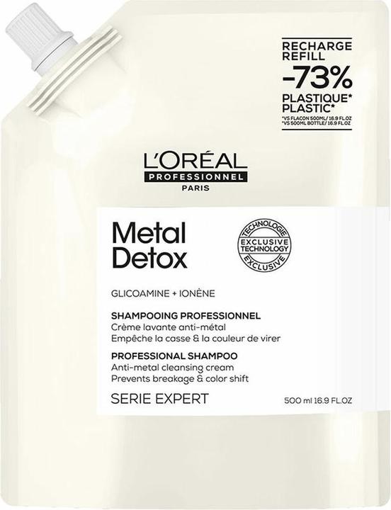 Produktbild L'Oréal Professionnel Metal Detox Shampoo Sulfatfrei für Bruch- und Farbschutz Glättende (500 ml, Flüssiges Shampoo)