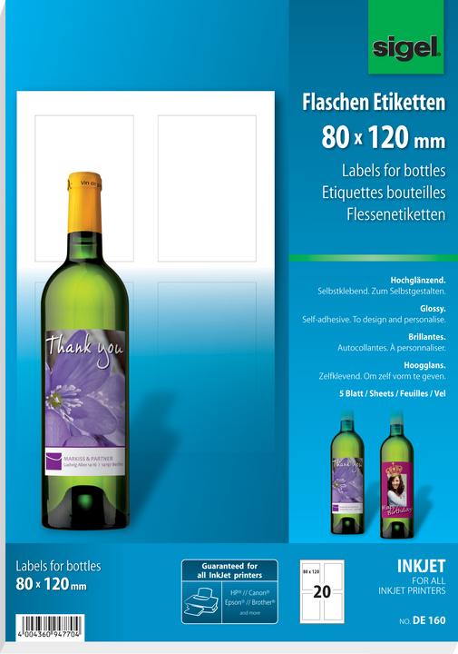 Actual product image Sigel InkJet bottle labels A4