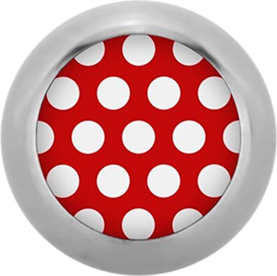 Star Piercing Micro Kugel High Polished mit Polka Dots rot/weiss (Chirurgenstahl 316L, ohne Messing)
