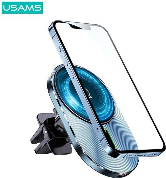 Actual product image Usams Uchwyt indukcyjny Magnetic Car Wireless Charging 15W do kratki went. szary/grey CD170DZ01 (US-