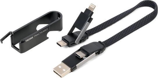 Produktbild Troika PRACTICABLE Schnellladekabel mit Flaschenöffner, schwarz (0.15 m, USB 3.2 Gen 2)