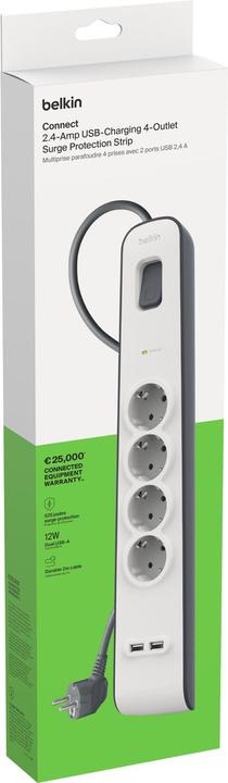 Actual product image Belkin Steckdosenleiste 4-fach 2 Meter Netzkabel BSV400vf2M-V2 (4 x, 2 m)