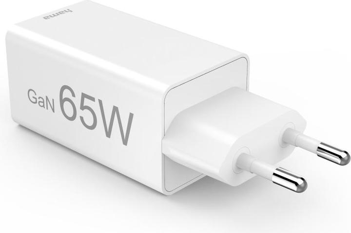 Produktbild Hama Schnellladegerät, GaN, 2x USB-C, PD/Qualcomm®, Mini-Ladegerät, 65 W, Weiss (65 W)