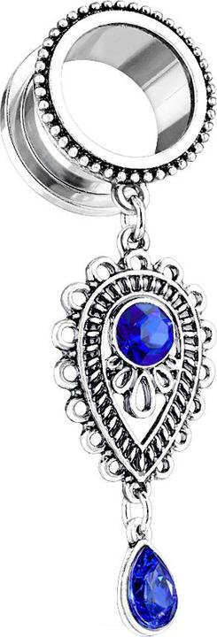 Produktbild Star Piercing Flesh Tunnel Anhänger Tropfen mit Kristall (Messing, Chirurgenstahl 316L)