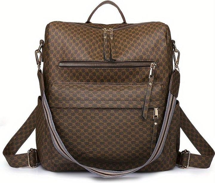 Only-Bags.Store Retro Rucksack Handtasche, Boho Strap Zwei-Wege-Umhängetasche, Mode Vegan Leder Schultasche Daypack