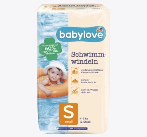 Immagine prodotto dm babylove Pannolini da bagno taglia S (4-9 kg) (Dimensione S, 12 Pezzo/i)
