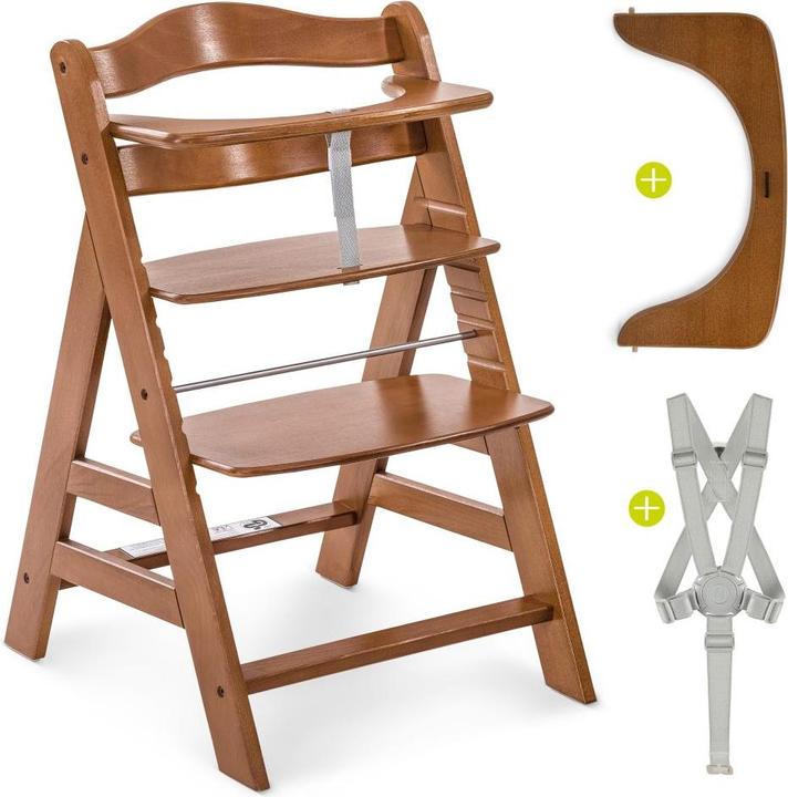 Image du produit Hauck Chaises hautes Alpha Plus Walnut Newborn Set Deluxe - 4 pcs. (Chaise haute Rehausseur)