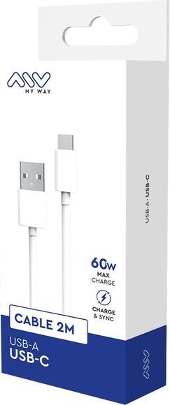 Produktbild My Way Myway Cable 2m USB A USB C Blanc (2 m, USB 2.0)