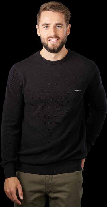 Image du produit GANT Cotton Pique Pullover Crew Neck Black (S, L, 3XL)