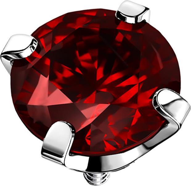 Image du produit Star Piercing Dermal Anchor argenté cristal serti de rouge (sans laiton, Acier chirurgical 316L)
