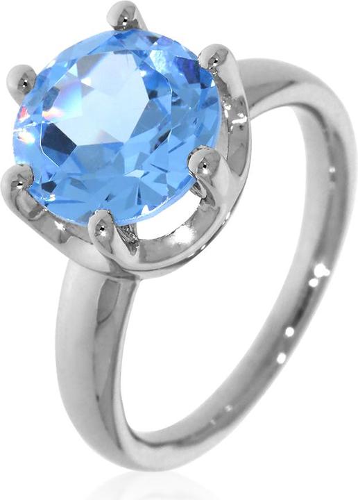 Immagine prodotto Xen Anello con quarzo svizzero blu-HT da 10 mm e circa 3,6 ct. placcato in rodio (54, 925 Argento)