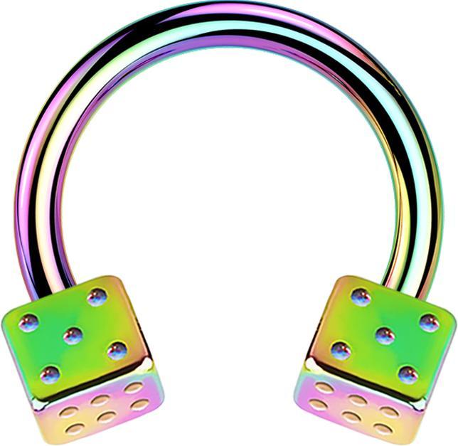Produktbild Star Piercing Micro Circular Barbell farbig mit zwei Würfel (ohne Messing, Chirurgenstahl 316L)